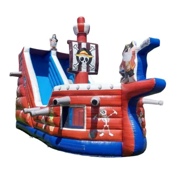 Dmuchana Ślizgawka Statek Piracki – 9m x 4m x 6,3m | Profesjonalna Zjeżdżalnia Dmuchana dla Dzieci